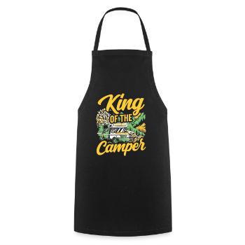 King of campers camping camping campsite camp - Cooking Apron - black - Front - AI Model Male 185 dark (185cm)
