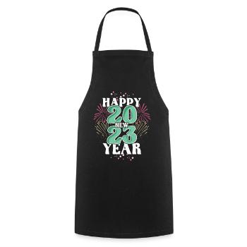 Happy New Year Celebrate 2023 Hello 2023 New Year - Cooking Apron - black - Front - AI Model Male 185 dark (185cm)