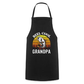 Reel Cool Grandpa Fisherman Angler Fishing Fishing - Cooking Apron - black - Front - AI Model Male 185 dark (185cm)