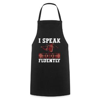 I speak fluent Toot - Bagpipes Scottish - Cooking Apron - black - Front - AI Model Male 185 dark (185cm)