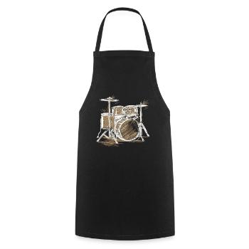 Musicien de batterie - Tablier de cuisine - noir - Devant - AI Model Male 185 dark (185cm)