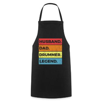 Musicien de batterie - Tablier de cuisine - noir - Devant - AI Model Male 185 dark (185cm)