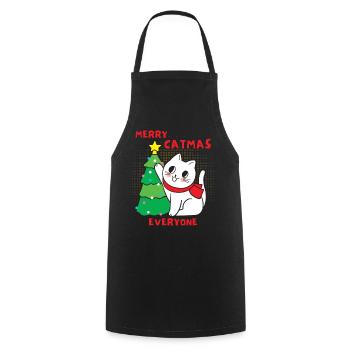 Cat with Christmas tree, funny saying, Pun - Cooking Apron - black - Front - AI Model Male 185 dark (185cm)
