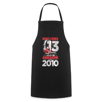 Level Unlocked 13 Years Old 2010 Headset Gaming - Cooking Apron - black - Front - AI Model Male 185 dark (185cm)