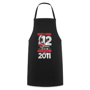 Level Unlocked 12 Years Old 2011 Headset Gaming - Cooking Apron - black - Front - AI Model Male 185 dark (185cm)