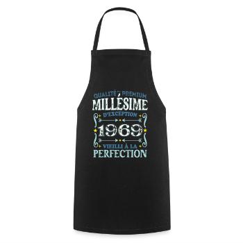 Millésime 1969 année de naissance cadeau humour - Tablier de cuisine - noir - Devant - AI Model Male 185 dark (185cm)