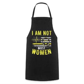 Je ne suis pas x la plupart des femmes - x répartiteur - Tablier de cuisine - noir - Devant - AI Model Male 185 dark (185cm)