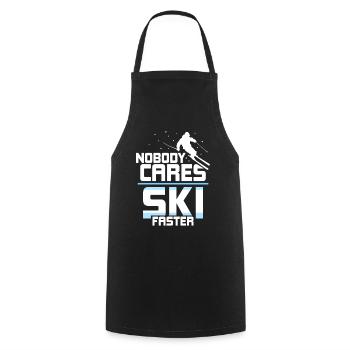 Personne ne se soucie de skier plus vite - Tablier de cuisine - noir - Devant - AI Model Male 185 dark (185cm)