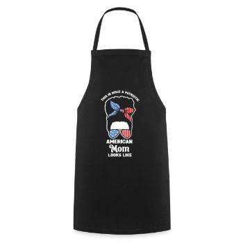 This is what patriotic American mother looks like USA - Cooking Apron - black - Front - AI Model Male 185 dark (185cm)