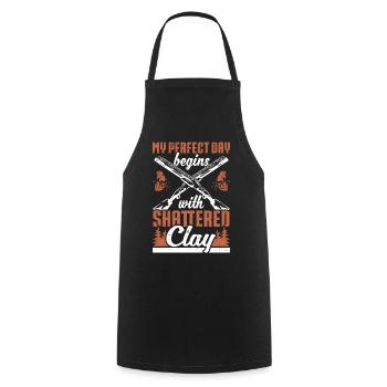 Clay Pigeon Shooting & Funny Sport Shooter Clay Pigeons - Tablier de cuisine - noir - Devant - AI Model Male 185 dark (185cm)