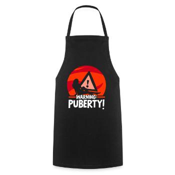 Avertissement: Adolescent adulte sarcastique de puberté - Tablier de cuisine - noir - Devant - AI Model Male 185 dark (185cm)