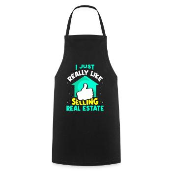 I like it easy to sell real estate brokers - Cooking Apron - black - Front - AI Model Male 185 dark (185cm)