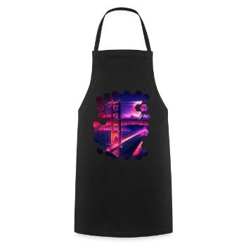 San Francisco Vaporwave Aesthetic Retro Style Art - Cooking Apron - black - Front - AI Model Male 185 dark (185cm)
