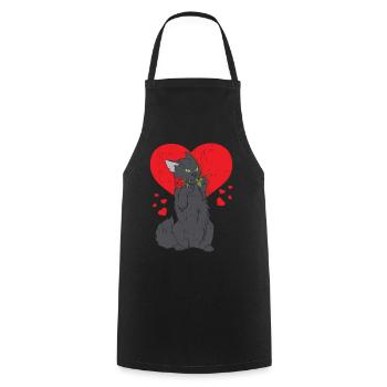 Love Cat And Rose Hearts Day Valentines - Cooking Apron - black - Front - AI Model Male 185 dark (185cm)