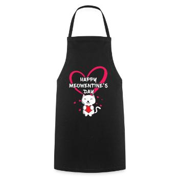 Love Cat Meow Hearts Day Valentines - Cooking Apron - black - Front - AI Model Male 185 dark (185cm)