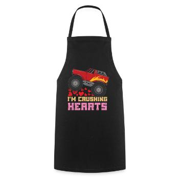 Love Monster Truck Crush Hearts Day Valentines - Cooking Apron - black - Front - AI Model Male 185 dark (185cm)