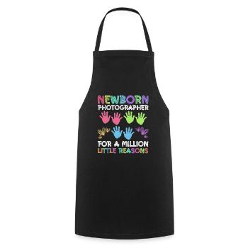 Newborn Photographer Baby Photography Saying - Cooking Apron - black - Front - AI Model Male 185 dark (185cm)