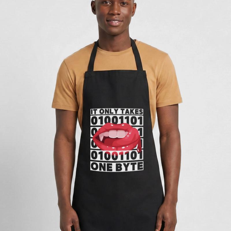 Bit Bytes Binary Computer Nerd, Vampire, Saying, Pun Cooking Apron