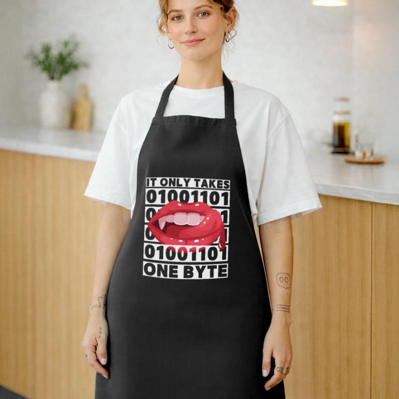 Bit Bytes Binary Computer Nerd, Vampire, Saying, Pun Cooking Apron