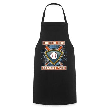 Baseball Mom, funny saying, baseball logo - Cooking Apron - black - Front - AI Model Male 185 dark (185cm)