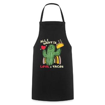 All-I-Want, Love-and-Tacos, Taco-Saying Mexico - Cooking Apron - black - Front - AI Model Male 185 dark (185cm)