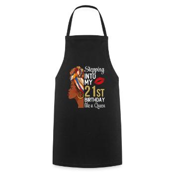 Entrer dans mon 21e anniversaire comme une reine - Tablier de cuisine - noir - Devant - AI Model Male 185 dark (185cm)