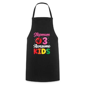 Stepmother of three great children - Cooking Apron - black - Front - AI Model Male 185 dark (185cm)
