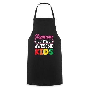 Stepmother of two great children - Cooking Apron - black - Front - AI Model Male 185 dark (185cm)