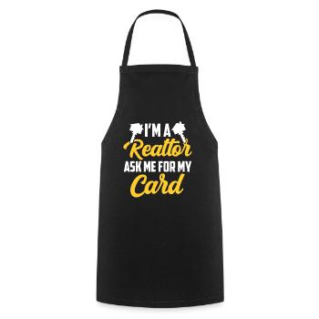 I'm a real estate agent asking me for my card - Cooking Apron - black - Front - AI Model Male 185 dark (185cm)