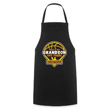 This is my grandson out there playing basketball - Cooking Apron - black - Front - AI Model Male 185 dark (185cm)