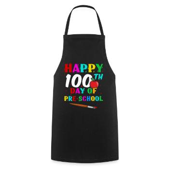 Joyeux 100e jour préscolaire 100 jours d’école - Tablier de cuisine - noir - Devant - AI Model Male 185 dark (185cm)