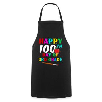 Happy 100th Day 3rd Grade 100 Days Of School - Cooking Apron - black - Front - AI Model Male 185 dark (185cm)