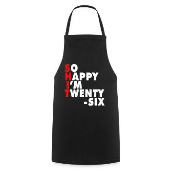 Funny Birth Age 26 Years Old Happy I'm 26 - Cooking Apron - black - Front - AI Model Male 185 dark (185cm)