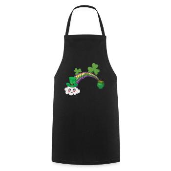 Cute Kawaii Cloud Rainbow Happy Saint Patricks - Cooking Apron - black - Front - AI Model Male 185 dark (185cm)