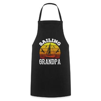 Grand-père à voile Marins Voilier - Tablier de cuisine - noir - Devant - AI Model Male 185 dark (185cm)