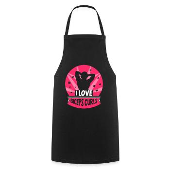 I love biceps curls muscles biceps sayings - Cooking Apron - black - Front - AI Model Male 185 dark (185cm)