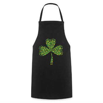 Pattern Leopard Shamrock Luck Saint Patrick Day - Cooking Apron - black - Front - AI Model Male 185 dark (185cm)