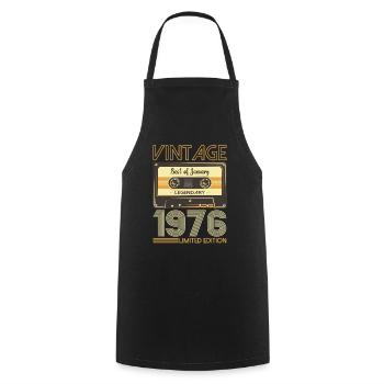 January born 1976 47th birthday gift - Cooking Apron - black - Front - AI Model Male 185 dark (185cm)