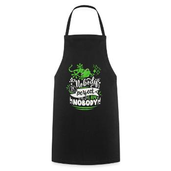 Funny saying with lizard, Nobody-is-Perfect - Cooking Apron - black - Front - AI Model Male 185 dark (185cm)