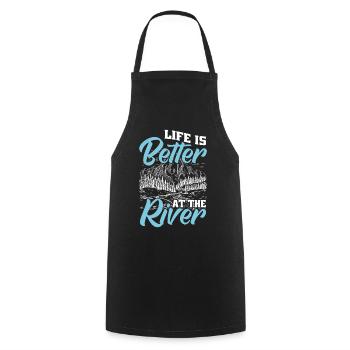 Life is better on the river - Cooking Apron - black - Front - AI Model Male 185 dark (185cm)