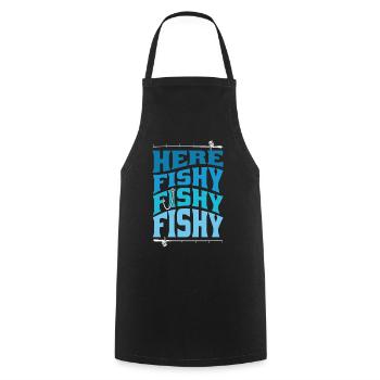 Here Fishy Fishy Design - Cooking Apron - black - Front - AI Model Male 185 dark (185cm)