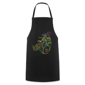 Motocross Line Art Dessin au trait à main levée - Tablier de cuisine - noir - Devant - AI Model Male 185 dark (185cm)