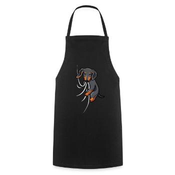 Mignon teckel tissu mordant sucer teckel - Tablier de cuisine - noir - Devant - AI Model Male 185 dark (185cm)