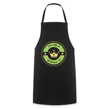 This girl is officially 18 celebration eighteen - Cooking Apron - black - Front - AI Model Male 185 dark (185cm)
