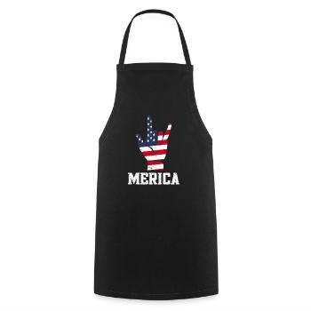 Merica Rock Zeichen - Kochschürze - Schwarz - Vorne - AI Model Male 185 dark (185cm)
