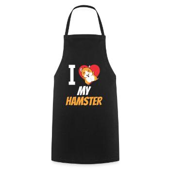 J’aime mon hamster mignon propriétaire d’animal de compagnie - Tablier de cuisine - noir - Devant - AI Model Male 185 dark (185cm)