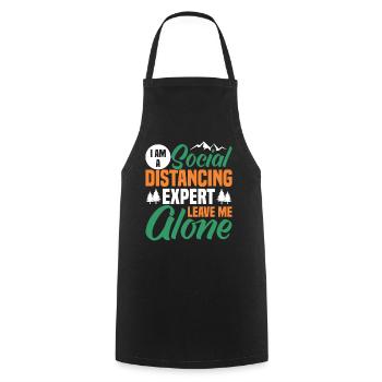 I am a social expert - Cooking Apron - black - Front - AI Model Male 185 dark (185cm)