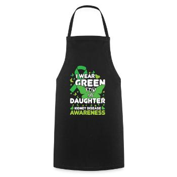 Je porte du vert pour la sensibilisation aux maladies rénales de ma fille - Tablier de cuisine - noir - Devant - AI Model Male 185 dark (185cm)