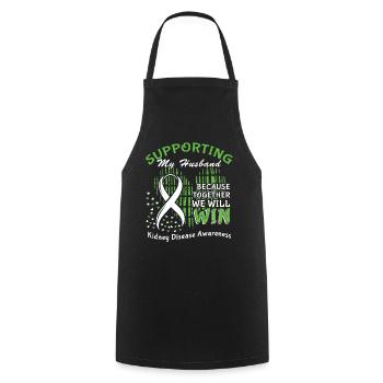 Soutenez la sensibilisation de votre mari à la maladie du rein vert - Tablier de cuisine - noir - Devant - AI Model Male 185 dark (185cm)