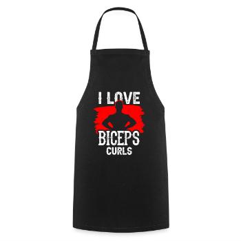 I love biceps curls sayings biceps muscles - Cooking Apron - black - Front - AI Model Male 185 dark (185cm)